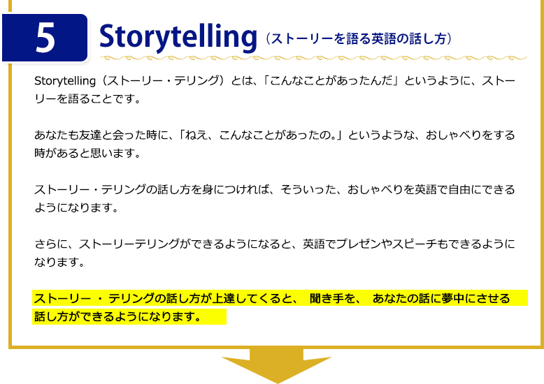 Storytelling（ストーリーを語る英語の話し方） 